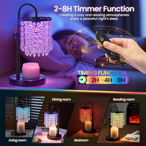 Candle Warmer Lamp with Timer Dimmer and 3 Bulbs, Lamp Candle Warmer with Marble Base,Wax Melt Warmer for Jar Candles, Birthday Gifts for Women Mom, House Warming Gifts New Home Decor (RGB-Black) - Image 6