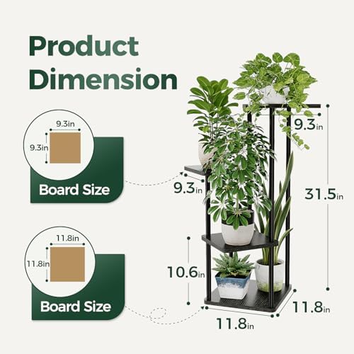 Bamworld Small Plant Stand Indoor 4 Tier Corner Plant Shelf - Image 5