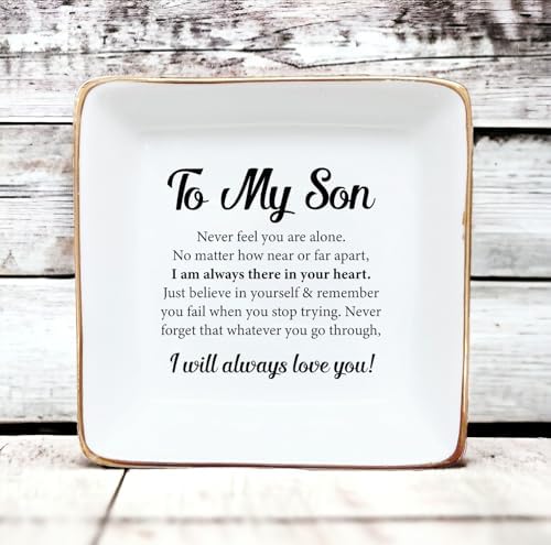 Gifts for Son from Dad, Mom, Ring Dish for Men - Birthday, Christmas, Wedding Gifts for Son - to My Son, I Will Always Love You - Jewelry Dish, Ceramic Ring Dish, Trinket Tray for Men - Image 5