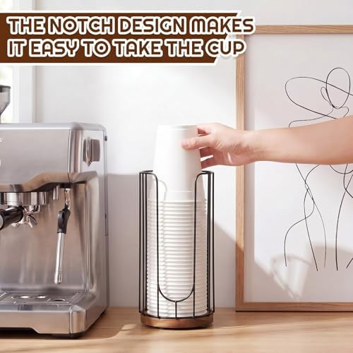 Geelin 18oz Adjustable Coffee Cup Dispenser with Wooden Base - Image 3
