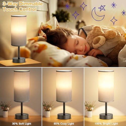 Dicoool Bedside Table Lamp for Bedroom - 3-Way Dimmable Touch Lamp, USB A+C - Image 3