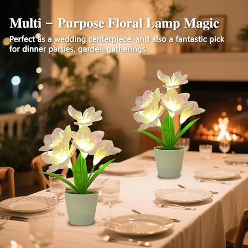 Artificial Pink Lily Flower Lamp, LED Light for Bedroom Bar Coffee Shop Wedding Decor, Gifts for Women Mom Daughter Grandma Girlfriend Coworker Friend Birthday Christmas Valentines Mothers Day - Image 6