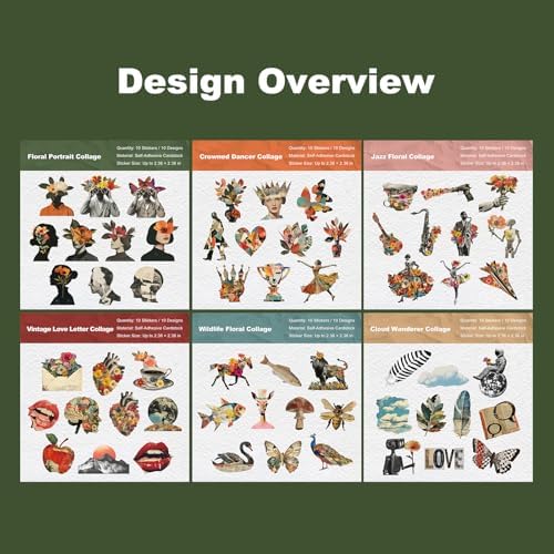 60 Pcs Vintage Collage Cardstock Stickers for Scrapbooking - Image 4