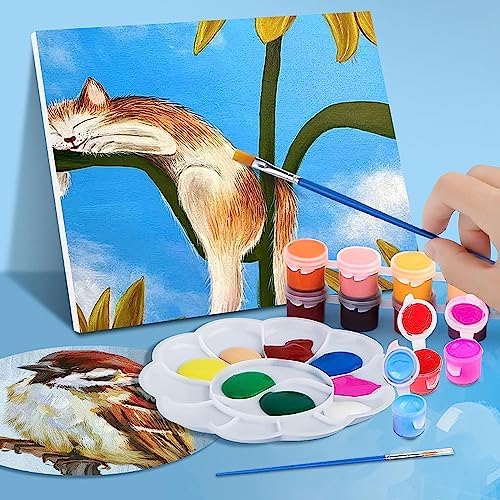 DUA MAIGA 280 Pcs Washable Acrylic Paint for Kids Arts and Crafts, 20 Gouache Watercolor Paint Sets of 12 Colors for Party Classroom Painting Supplies, 20 Flat and 20 Pointed Brushes - Image 7