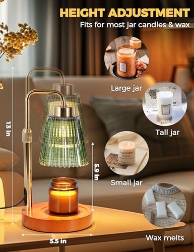 Green Candle Warmer Lamp with 24h Cycle Timer, Dimmable Wax Melt Warmer - Image 3
