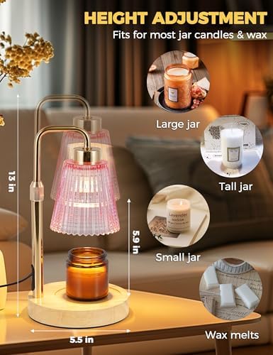 Pink Candle Warmer Lamp with 24h Cycle Timer, Dimmable Wax Melt Warmer - Image 4