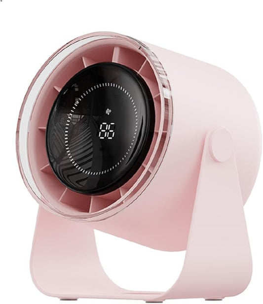 Small Desk Fan, 28dB Ultra-Quiet Desktop Air Circulator with 115° Adjustable Tilt, 100 Speeds, Rechargeable Battery, USB-Powered, Portable for Bedroom, Office, Kitchen, Travel - (Pink)