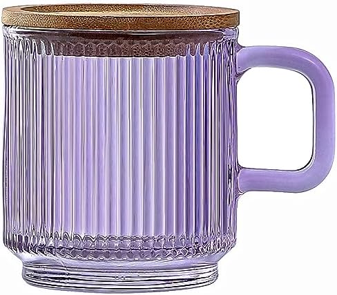Lysenn Purple Glass Mug with Lid, Premium Glass Coffee Mug, 12 oz Tea Cup by Lysenn