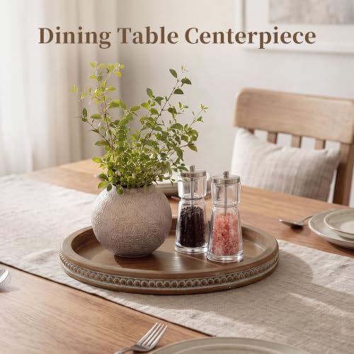 Hanobe Round Wooden Tray Decor for Coffee Table, Decorative Candle Plate - Image 3