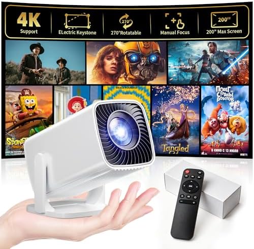Mini Projector 4K Support, Portable Projector Full HD 1080P Support by Sainyer