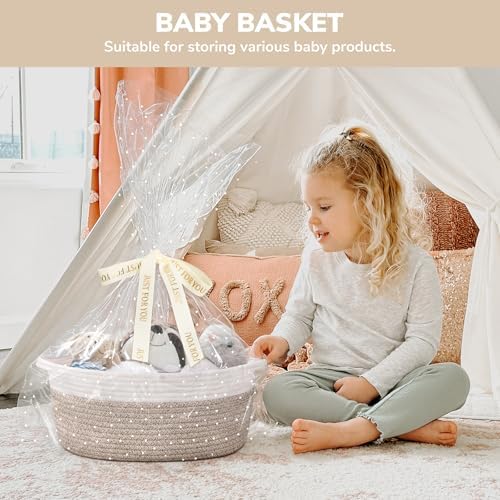 CHICVITA Large Gift Basket Empty with Bags & Ribbon to Fill, Brown - Image 4