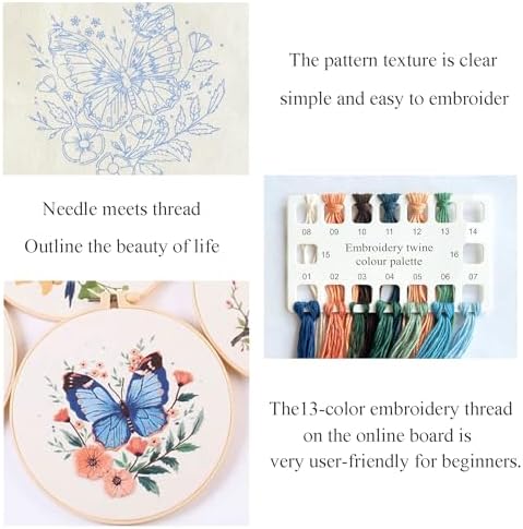 Silentsea Blue Butterfly Embroidery Kit for Adults - Image 4
