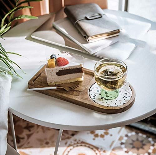 Small Wood Coffee Serving Tray, 2 Pack Wooden Serving Platter Drink Server for Coffee Table - Image 6