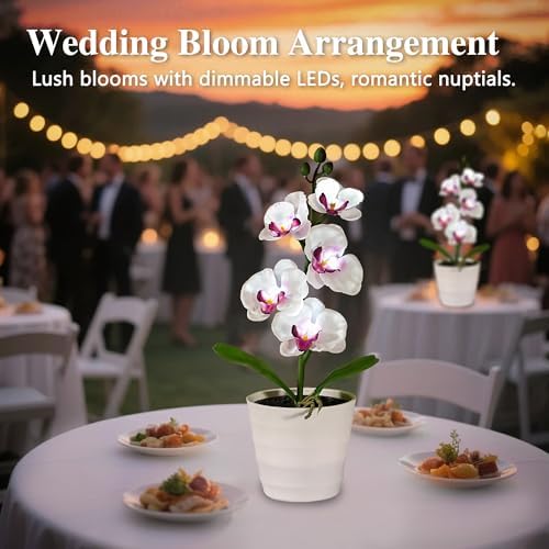 Artificial White Phalaenopsis Orchid Flower Lamp, Flower Night Light for Bedroom Wedding Bar Coffee Shop Decor, Gifts for Women Mom Grandma Friend Birthday Christmas Valentines Mothers Day - Image 5