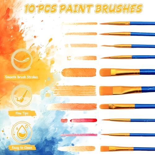 4 Set Acrylic Paint Sets for Adults, Canvas Painting Kit, Paint Kits for Adults, Canvas and Easel Set, 12-Color Acrylic Paints, Brushes, Easel, Palette - for Beginners and Professionals - Image 5