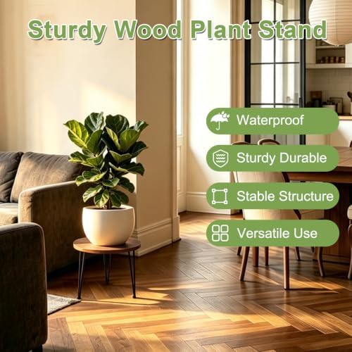 Vigordream Metal Plant Stand Indoor, Heavy Duty Wood Single Planter Holder - Image 5