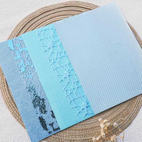 15-Piece Textured Scrapbook Paper & Mesh Fabric Set, Blue A5 Sheets - Image 6