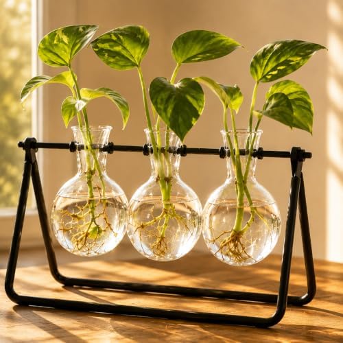 Plant Propagation Stations, Plant Terrarium with Minimalist Metal Stand by Unknown