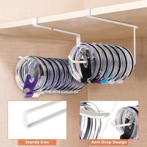 2 Pack Tumbler Lid Organizer, Versatile Storage Holds 20 Lids, Round&Flat - Image 3