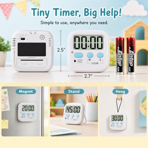 Antonki 2 Pack Digital Timer for Kids Classroom Kitchen Timers for Cooking - Image 4