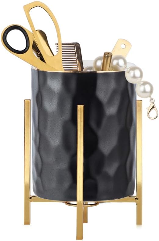 Modern Art Pen Holder Sturdy Metal Frame with Black Ceramic Pen Holder For Desks and kitchen Appliance Holders by SIEBOLD