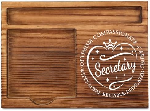 THRXOBN Desk Organizer for Secretaries & Office Professionals, Secretary Appreciation Gift, Wooden Sticky Note Holder and Pen Tray, 16.5 x 12 x 1.5 cm,WSH14 by THRXOBN