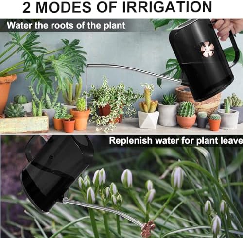 Watering Can Indoor for House Plants Small Watering cans with Long Spout Flower Model Sprinkler Head 1.2L (Black Coffee, 1.2L) - Image 7