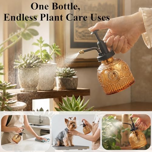 Glass Plant Mister Spray Bottle Vintage Refill Leak Proof Watering Can 8oz - Image 4