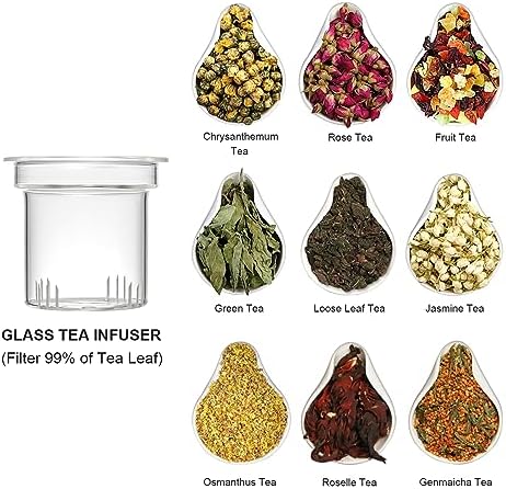 Glass Tea Infuser Cup with Lids and Handle for Blooming & Loose Leaf, 14oz - Image 5