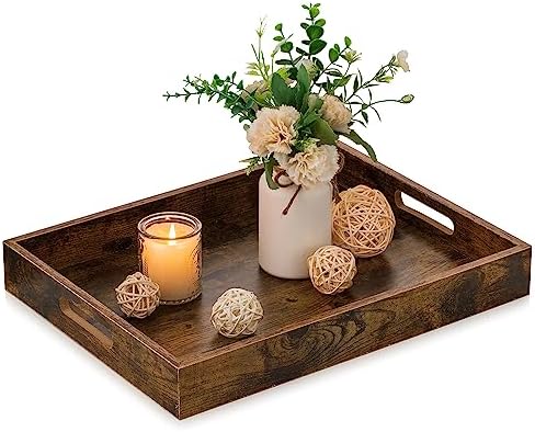 Hanobe Decorative Coffee Table Tray for Home Decor with Handle by Hanobe