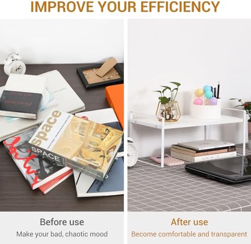 YGYQZ Desk Shelf Organizer, 1-Tier Desktop Bookshelf, White - Image 6