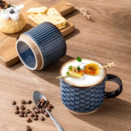 GBhome 15 OZ Stackable Coffee Mugs Set of 4, Ceramic Coffee Cups Set - Image 6
