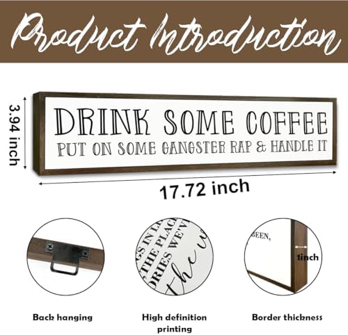 Funny Coffees Decor, Modern Farmhouse Table Shelf Decoration, Sarcastic Humor Decor for Home, Kitchen, Cafe, Coffee Station, Drink Some Coffee Sign, 17.8x4x1.2 inches - Image 2