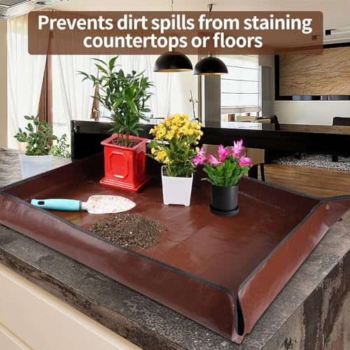 39.5" X 31.5" Large Repotting Mat for Indoor Plants Transplanting and Dirt Control - Portable Potting Tray for Plant Lovers Gardening Gifts for Women Men - Image 3