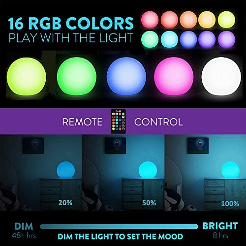Mr.Go 14-inch LED Ball Light, Cordless Rechargeable Globe Lamp w/Remote - Image 4