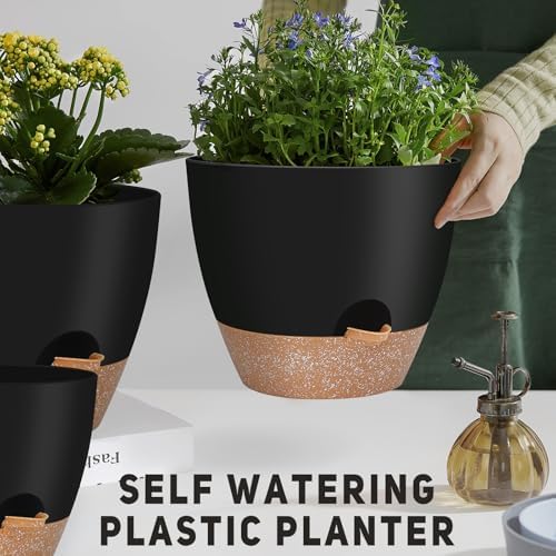 YNNICO 12" 10" 9" Large Self Watering Plant Pots for Indoor Outdoor Plants - Image 5