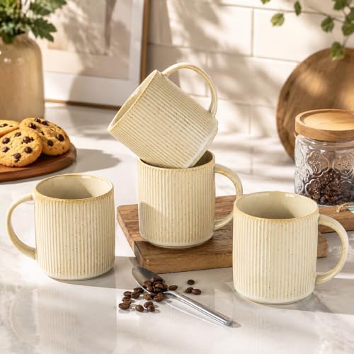 theterra Ceramic Coffee Mugs Set of 6, 14.2 oz Coffee Cups with Handle - Image 4