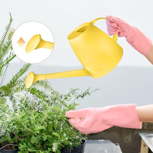 Plastic Watering Can - for Indoor and Outdoor House Plant Garden - with Long Spout - 1/2 Gallon - Yellow - Image 6