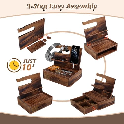 Semiochome Wooden Desktop Organizer, Desk Organizer with Drawers, Countertop Drawers Organizer, Tabletop Storage Organization Box for Office Desk Nightstand - Image 4