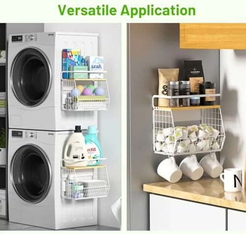Ofiray-home Magnetic Fridge Shelf with Wood Lid, Fruit Potato Onion Storage Bins, Pantry Organizers, Large Container Spice Rack for Refrigerator, Kitchen Counter, Cabinet (1, White) - Image 3