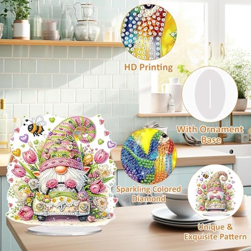 Diamond Painting Kits for Adults Beginners, 5D Full Drill Dwarf Crystal Art Desktop Ornament, DIY Single Sided Home Office Desk Decor, Creative Craft Gift Set with Tools - Image 5