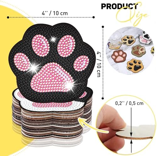 10 pcs Diamond Painting Coasters | Diamond Art Coasters | Cat Paw Diamond Art Painting | Perfect Art Craft Gift for Cat Lover, Dad, Mom, Grandparents, Brother, Sister. - Image 5