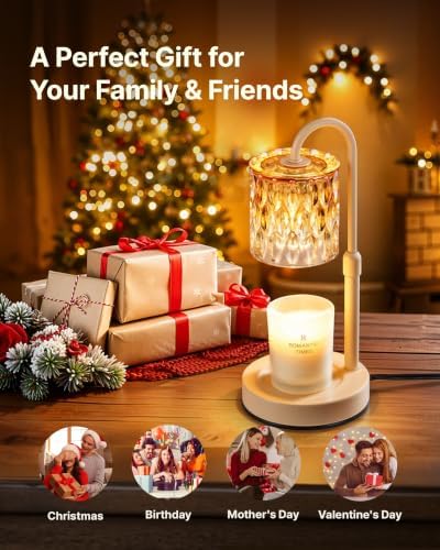 CASTLELIFE Dimmable Candle Warmer Lamp with Timer, Height Adjustable Candle Warmer for Jar Candles, Electric Wax Melt Warmer for Home Decor House Warming Gifts, Birthday Gifts for Women, Apricot-Glass - Image 7