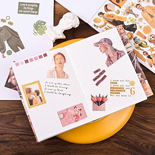 Vintage Washi Stickers for Scrapbooking, Scrapbook Stickers for Junk Journals, 50 Sheets Aesthetic Sticker Book for Journaling Supplies,Art Bullet Journals for Adults Teens Girls with 1pcs Carving - Image 5