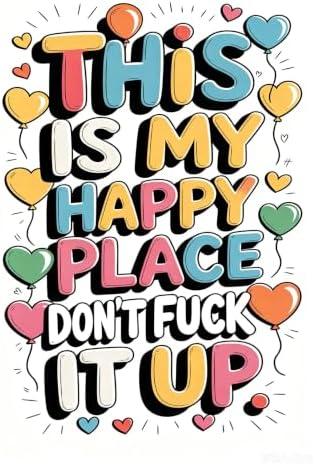 Vintage Happy Place Metal Sign,Retro Funny Home Tin Sign,Wall Aesthetics for Bar Pub Club Cafe Living Room Kitchen Restaurant Shop Office,8x12 Inches (Happy Place-10) by Unknown