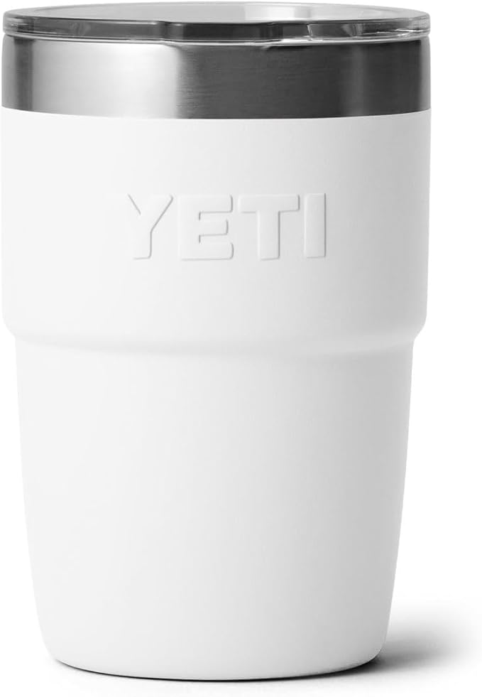 YETI Rambler 8 oz Insulated Coffee Mug with Lid - Stackable Double-Wall Vacuum Insulated Coffee Cup - DuraSip Ceramic Lining - Barista-Friendly Design - Stainless Steel - Dishwasher Safe