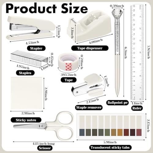 Marspark Beige Desk Accessories Office Supplies Set, 12 Pcs - Image 5