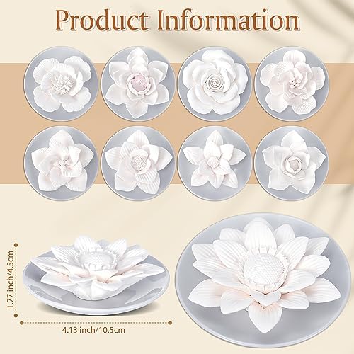 Bokon 9 Pcs Essential Oil Diffusers Ceramic Flower Non Electric,White - Image 2