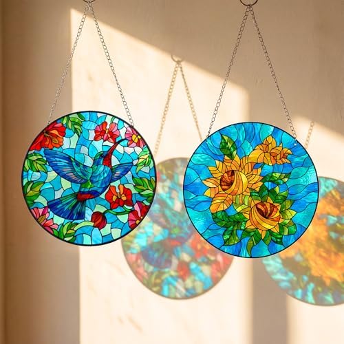 Humyoun 36 Pcs Suncatchers Kit, Stained Glass Painting Arts and Crafts - Image 2