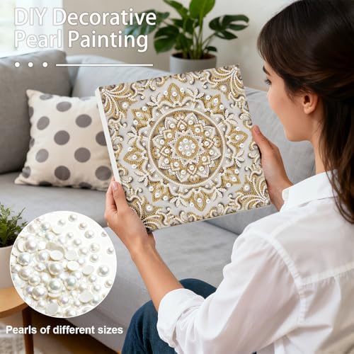 Pearl Art Kits Painting for Adults, DIY Mindfulness Therapy with Framed Canvas and Tools, Beginner Wall Decor-Mandala02 - Image 2